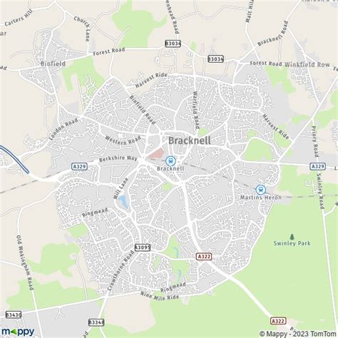 Map Bracknell Forest: map of Bracknell Forest (RG12 7) and practical information