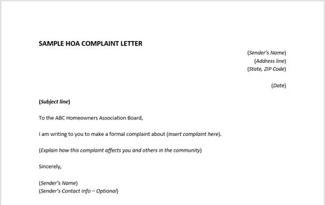 No Hoa Letter Template