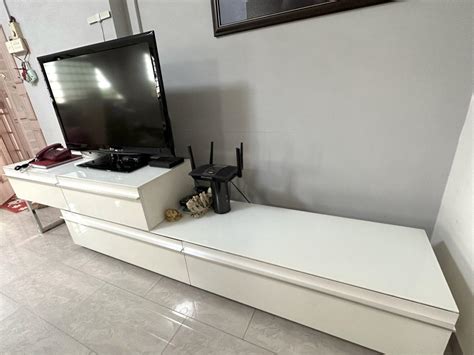 White TV Console, Furniture & Home Living, Furniture, TV Consoles on Carousell