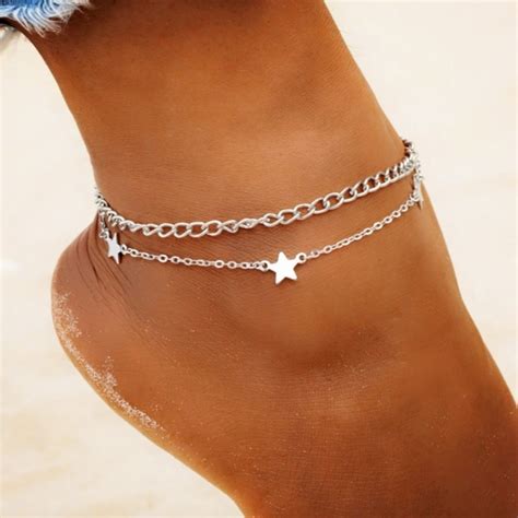 Jewelry | Layered Star Charm Silver Anklet Ankle Bracelet | Poshmark