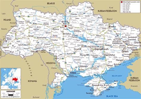 Large road map of Ukraine with cities and airports | Ukraine | Europe ...