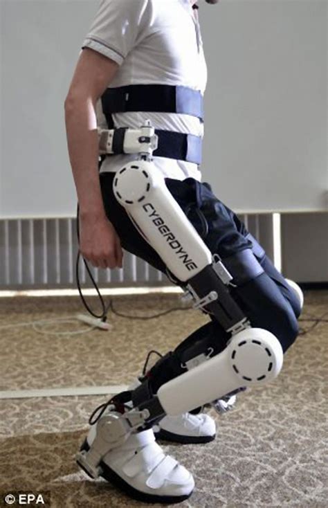 Japanese robotics firm Cyberdyne's presents one of two types of the medical Robot Suit HAL as a ...