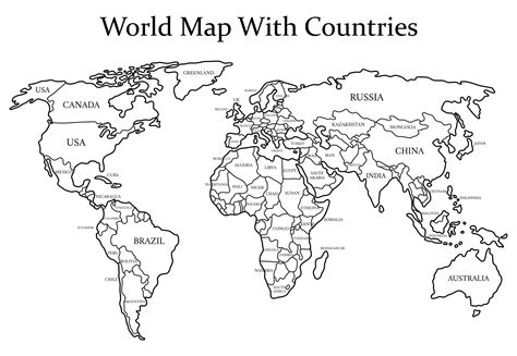 World Map Black And White Printable - London Top Attractions Map