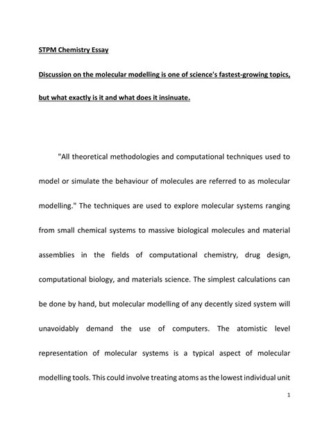 Molecular modelling | Chemistry - STPM | Thinkswap