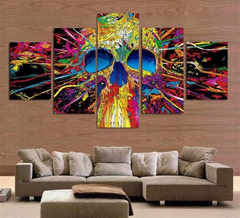 Colorful Skull Canvas Print Wall Art | Skull wall art, Canvas art wall ...