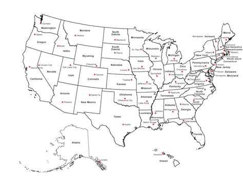 Printable Map Of Us States And Capitals