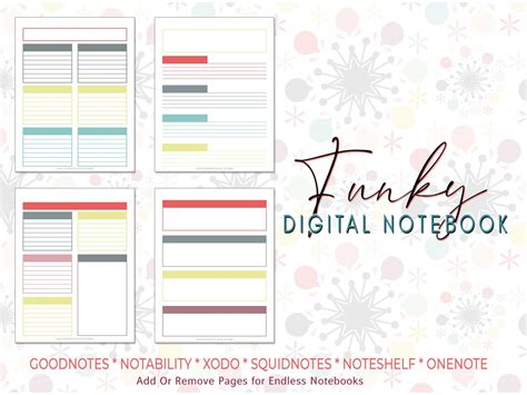 PNG Digital Notebook Templates PDF Digital Notebook Bonus | Etsy