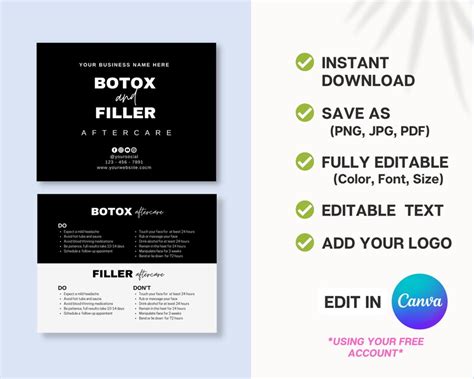 Botox Aftercare, Botox Consent Form, Botox Template, Botox, Botox Card, Botox Filler After ...