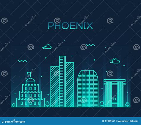 Phoenix Skyline Silhouette. Vector Illustration | CartoonDealer.com ...