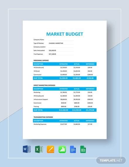 FREE 17+ Marketing Budget Samples in Google Docs | Google Sheets | Excel | MS Word |Numbers ...
