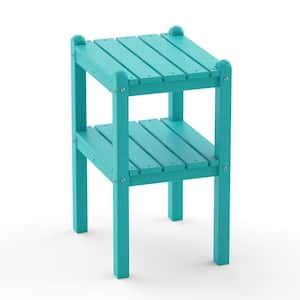 Lake Blue Rectangle Plastic Outdoor Side Table Double Outdoor Side Table ST-HE03-TU - The Home Depot