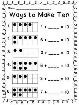 Making Ten Worksheets for First Grade