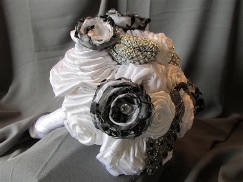 Wedding Bouquet Black and White Bouquet White Fabric - Etsy