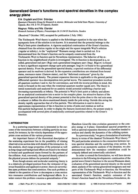 (PDF) Titchmarsh–Weyl theory and its relations to scattering theory: Spectral densities and ...