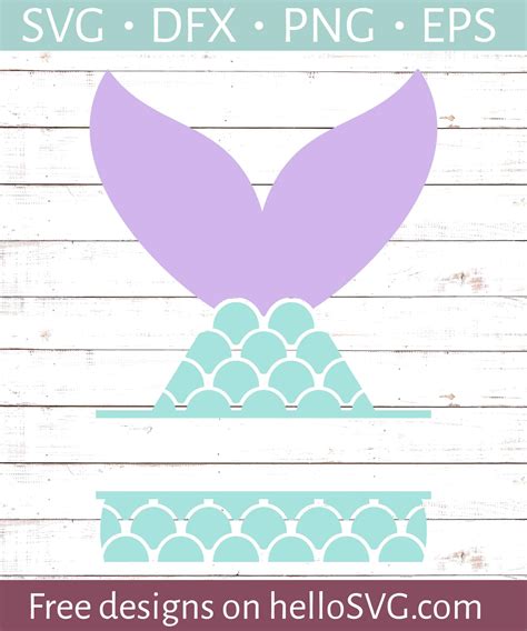 Mermaid Tail Split Monogram SVG - Free SVG files | HelloSVG.com