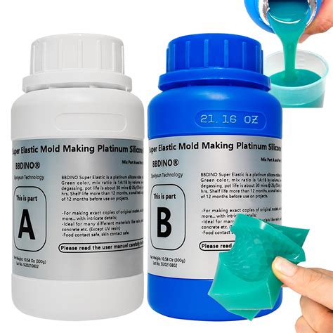 BBDINO Super Elastic Silicone Mould Making Kit, Mould Making Silicone Rubber 21.16 oz, Liquid ...