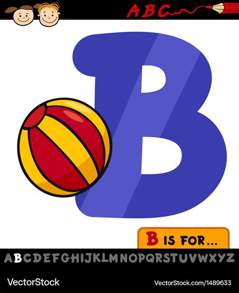 Letter b with ball cartoon Royalty Free Vector Image