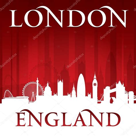 London England city skyline silhouette red background — Stock Vector © Yurkaimmortal #47779615
