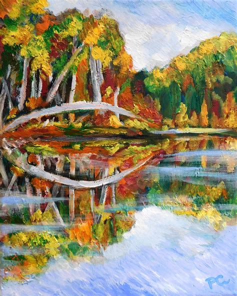 AUTUMN LAKE 8x10 inches IMPRESSIONISM Original Acrylic | Etsy | Autumn ...