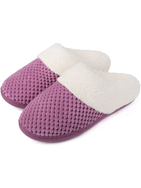 ULTRAIDEAS - Women's Comfort Coral Fleece Memory Foam Slippers Fuzzy Plush Lining Slip-on Clog ...