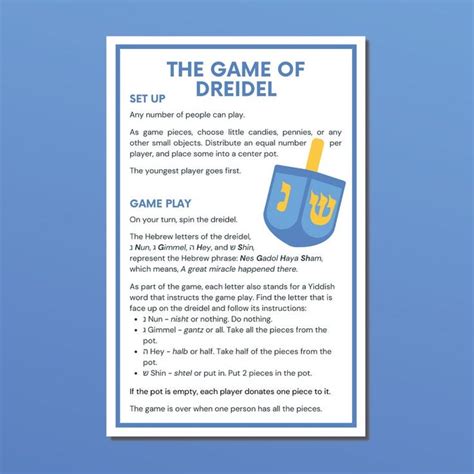 Dreidel instructions / Learn to Play Dreidel / Sivivon / | Etsy in 2021 | Dreidel, Hanukkah game ...