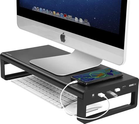 Amazon.co.jp: Vaydeer Computer Stand, Monitor Stand, USB, Desktop Stand, 4 USB 3.0 Port Hub ...