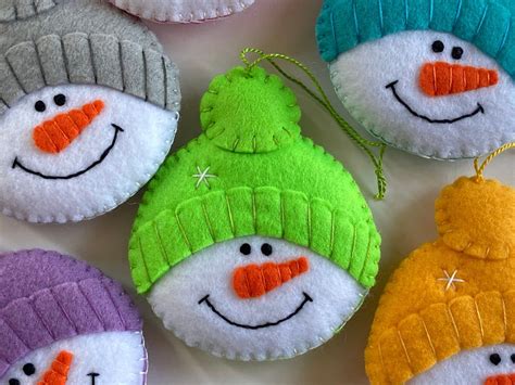 Felt PATTERN Snowman Face Ornament, Snowman Head Christmas Decorations winter Holiday Ornaments ...