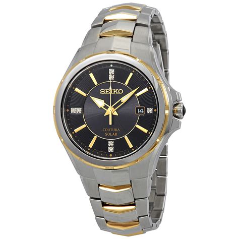 Seiko Coutura Black Diamond Dial Two-tone Men's Watch SNE444 ...