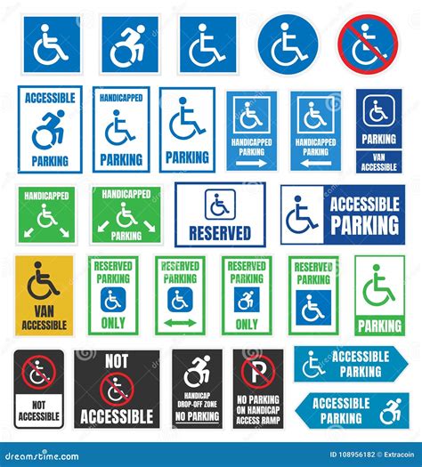 Handicapped Parking Signs, Disabled People Parking Stock Vector ...