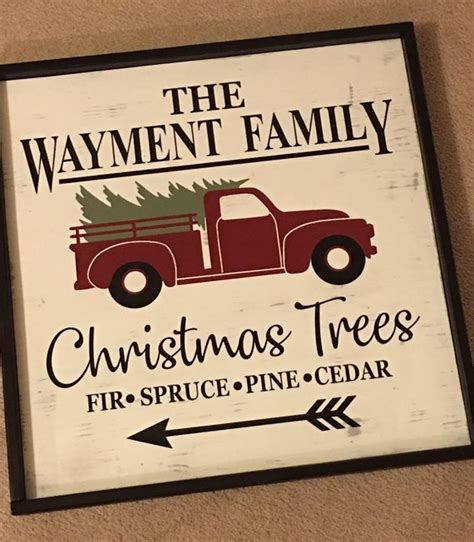 Rustic Christmas Tree Farm Sign Red Truck Sign Vintage Red | Etsy