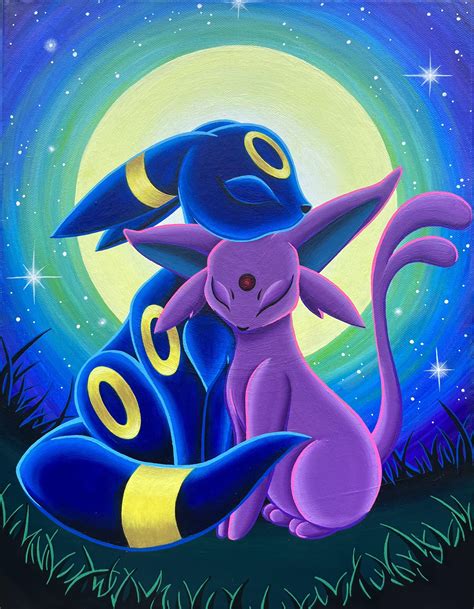 Umbreon x Espeon 11x14 acrylic on canvas. [OC] : r/pokemon