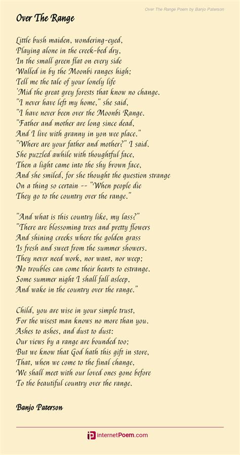 Over The Range Poem by Banjo Paterson