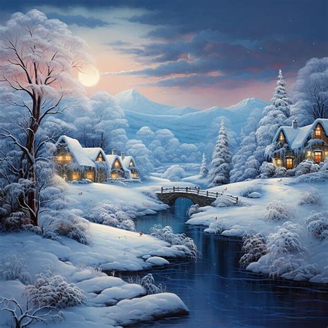 Premium Photo | Snowy Christmas Landscape