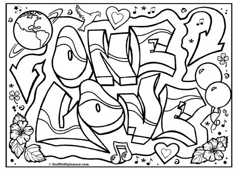 Printable Graffiti Words Coloring Pages