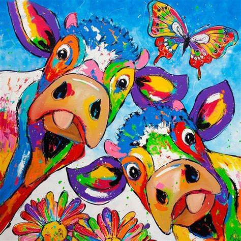 Moo Moo Cows | Cow painting, Whimsical art, Cross paintings