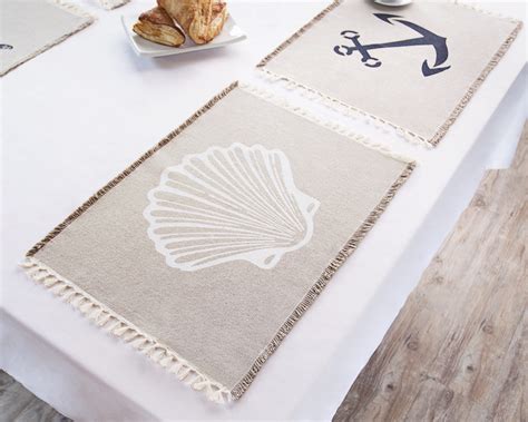 Living Fashions Table Placemats Set of 4 – Beach Themed Nautical Kitchen Placemats for Dining ...