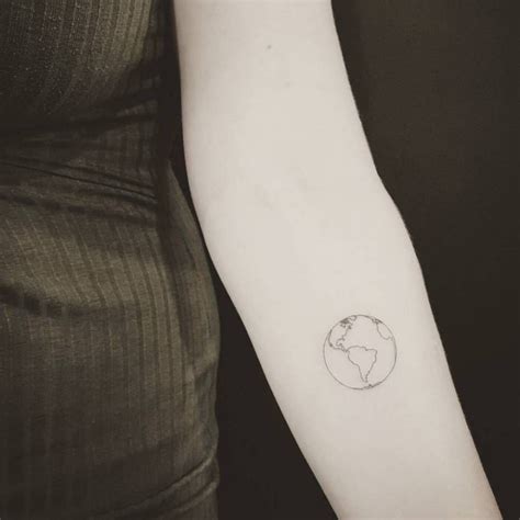 Little Tattoos — Fine line planet earth tattoo on the inner... | Earth ...