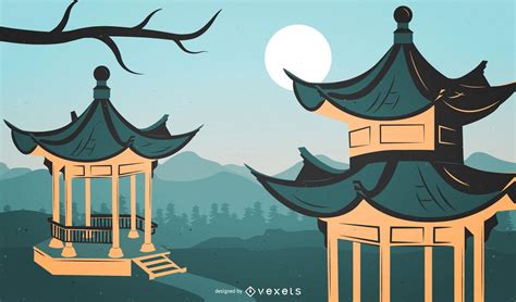 Baixar Vetor De Ilustração Da Arquitetura Tradicional Chinesa