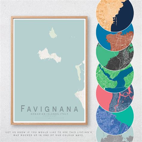 FAVIGNANA Map Print Italian Island Map Print Italy Wall Art Poster Minimalistic Wall Decor Free ...