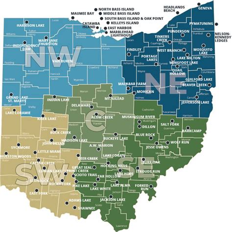 Ohio State Parks map with regions | Ohio state parks, State parks, Winter hike