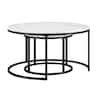 Meyer&Cross Watson 35 in. Round Nested Blackened Bronze Round Coffee Table with Faux Marble Top ...