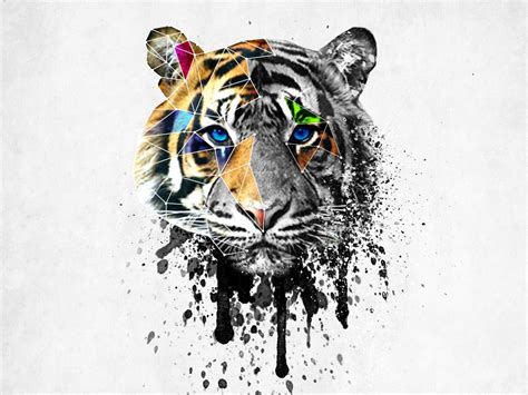 Geometric tiger, Watercolor tiger, Tiger tattoo