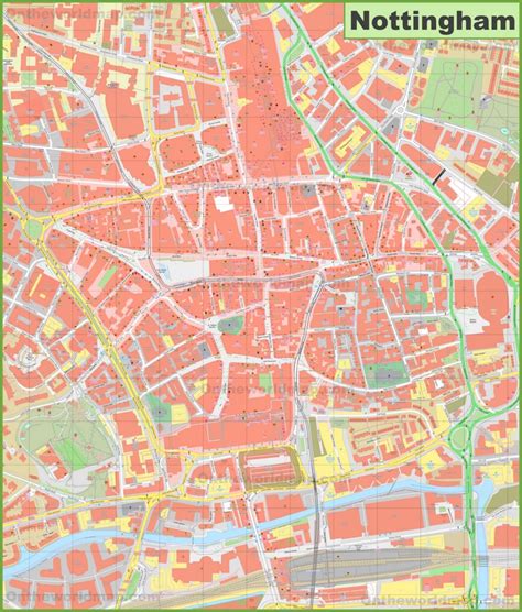 Nottingham city centre map - Ontheworldmap.com