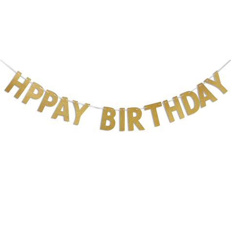 Happy Birthday Banner Chic Glitter Gold Party Decorations Versatile Beautiful Bunting Flag ...