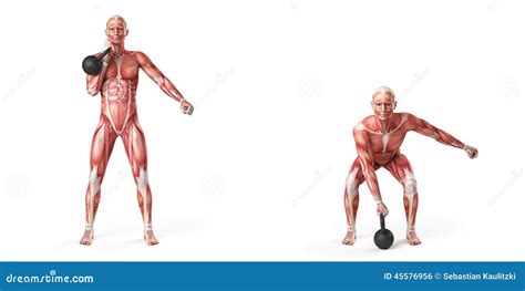 One arm kettlebell clean stock illustration. Image of science - 45576956