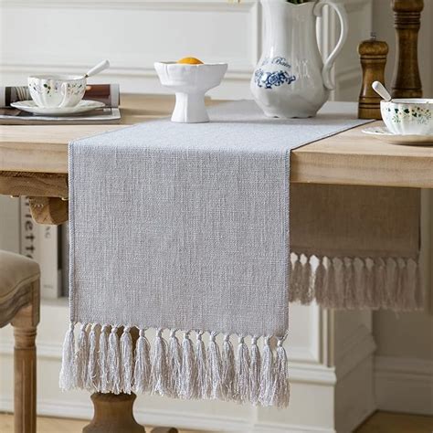 Amazon.com: ZeeMart Light Grey Table Runners 72 Inches Long, Burlap ...