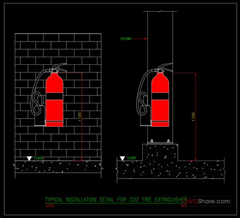 18.CO2 Fire Extinguisher Typical Installation Cad Blocks