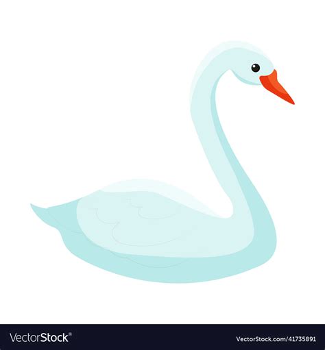 Cute cartoon swan on white background Royalty Free Vector