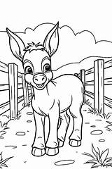 Donkey Coloring Pages Mule Color Animal Printable Kids Animals Farm  sketch template