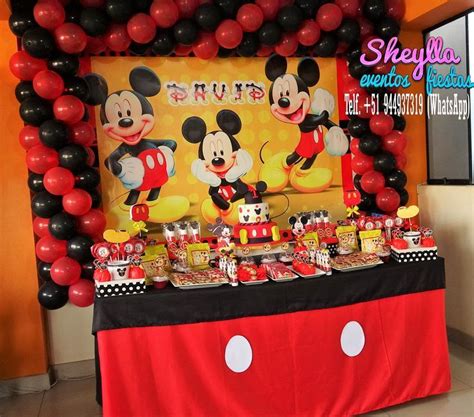 Mickey Mouse, Decoración Mickey mouse para casa con torta y bocaditos ...